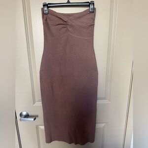 Chic Strapless Brown Dress